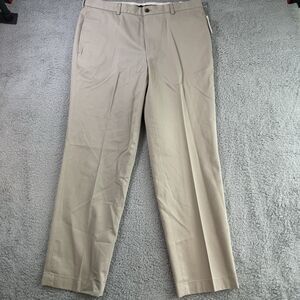 S Brooks Brothers Pants Mens 38x32 Beig Clark Straight Chino Flat Front Career